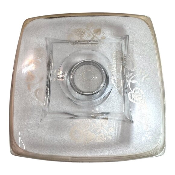 Vintage Georges Briard Glass Chip & Dip Set With Floral Design Signed Vintage - Picture 7 of 7